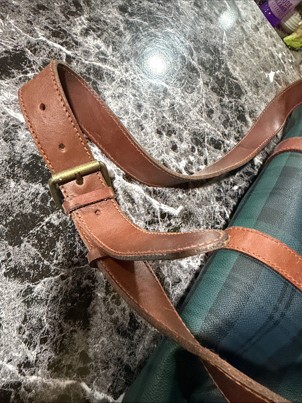 Polo by Ralph Lauren Green & Black Plaid Leather-Trim Duffel - Picture 11 of 14